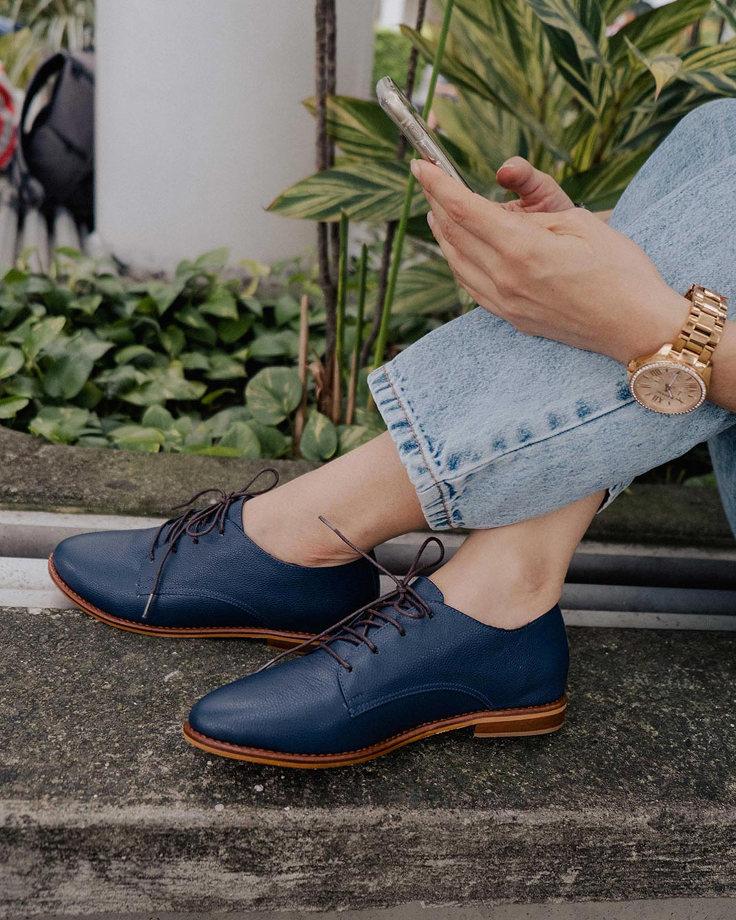 Azuleja leather Oxford zapatos cuero azul turqui casulaes colombia bogota 2